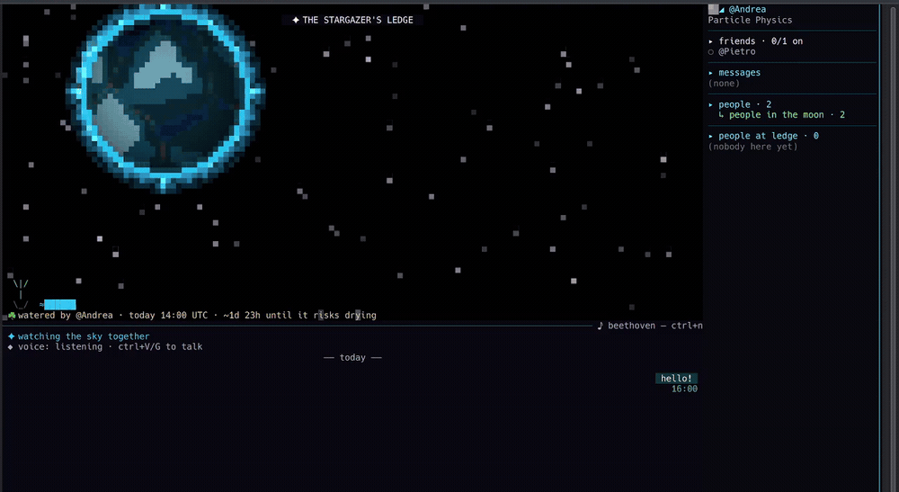 The Complaint Crater on the moon: typing a scream about an LLM, the RAGE meter filling, then the scream launching into orbit