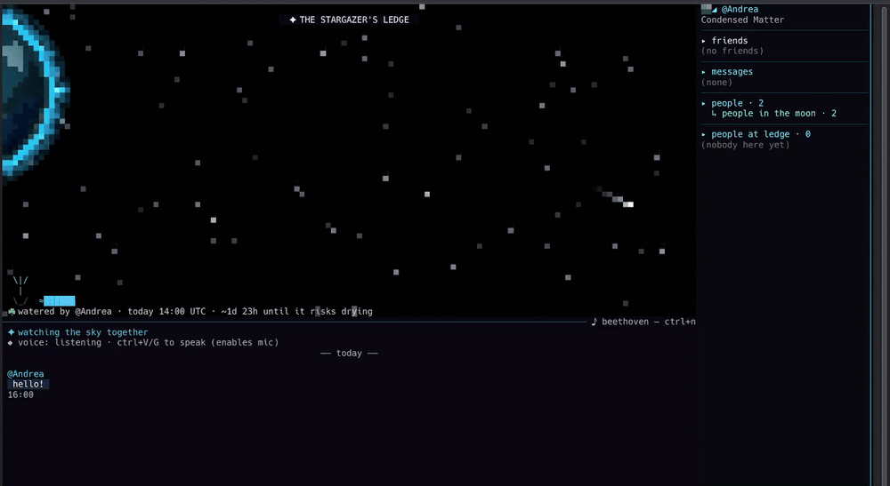 Stargazing together at the Stargazer's Ledge: comets and auroras over the moon